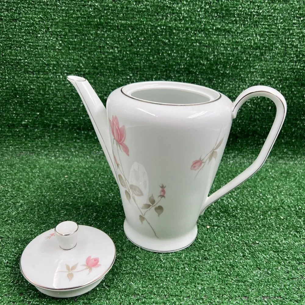 Rosenthal White Ceramic Pink‎ Floral Coffee Pitcher #348818
